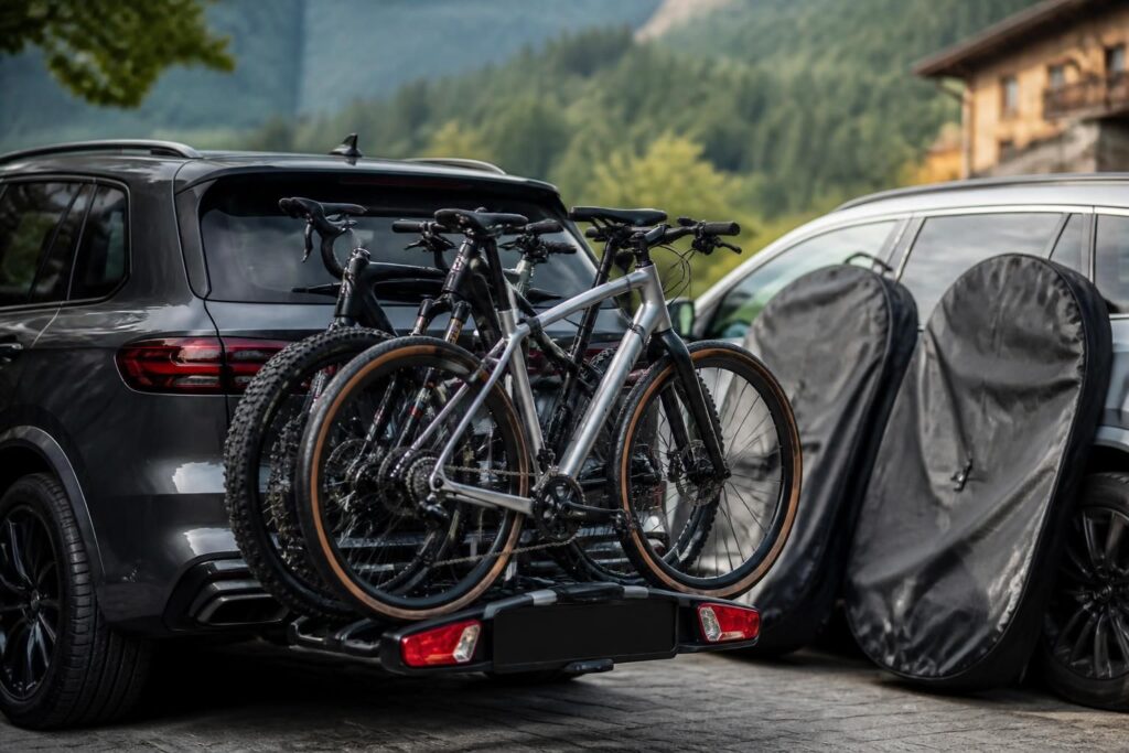 découvrez comment transporter votre vélo en toute sécurité grâce à notre sélection de porte-vélos et housses adaptées à tous les besoins et types de vélos.
